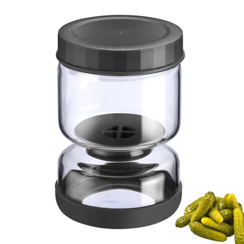 Westmark Vaso escurridor 1 pieza, Vaso multifuncional para kimchi y pepinos para escurrir y servir, transparente/negro, 750 ml