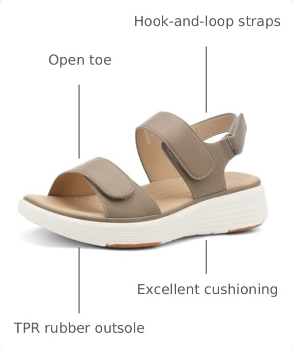 Image of UBFEN Womens Platform Sandals Wedge Walking Comfortable Casual Adjustable Strap Lightweight Open Toe