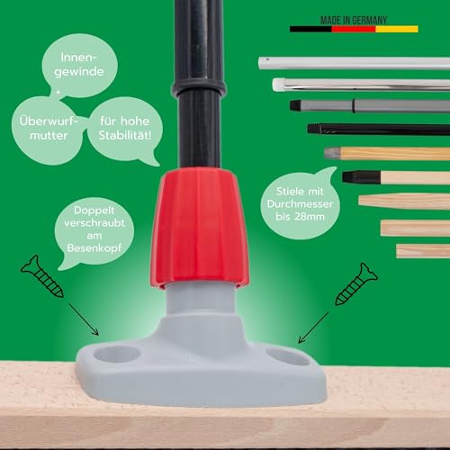 Novaliv Straßenbesen Set 50 cm I Besen Kehrblech mit Gummilippe und Handfeger Arenga-Elaston schwarz-rot – Bild 4