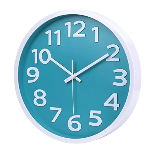 10 Inch Wall Clock Silent Non-Ticking Battery Operated,Modern Wall Clocks 3D Numbers Easy to Read Quartz Analog Clock for Bedroom Bathroom Kitchen Home School Office Decor,Coastal Beach Theme (Aqua)