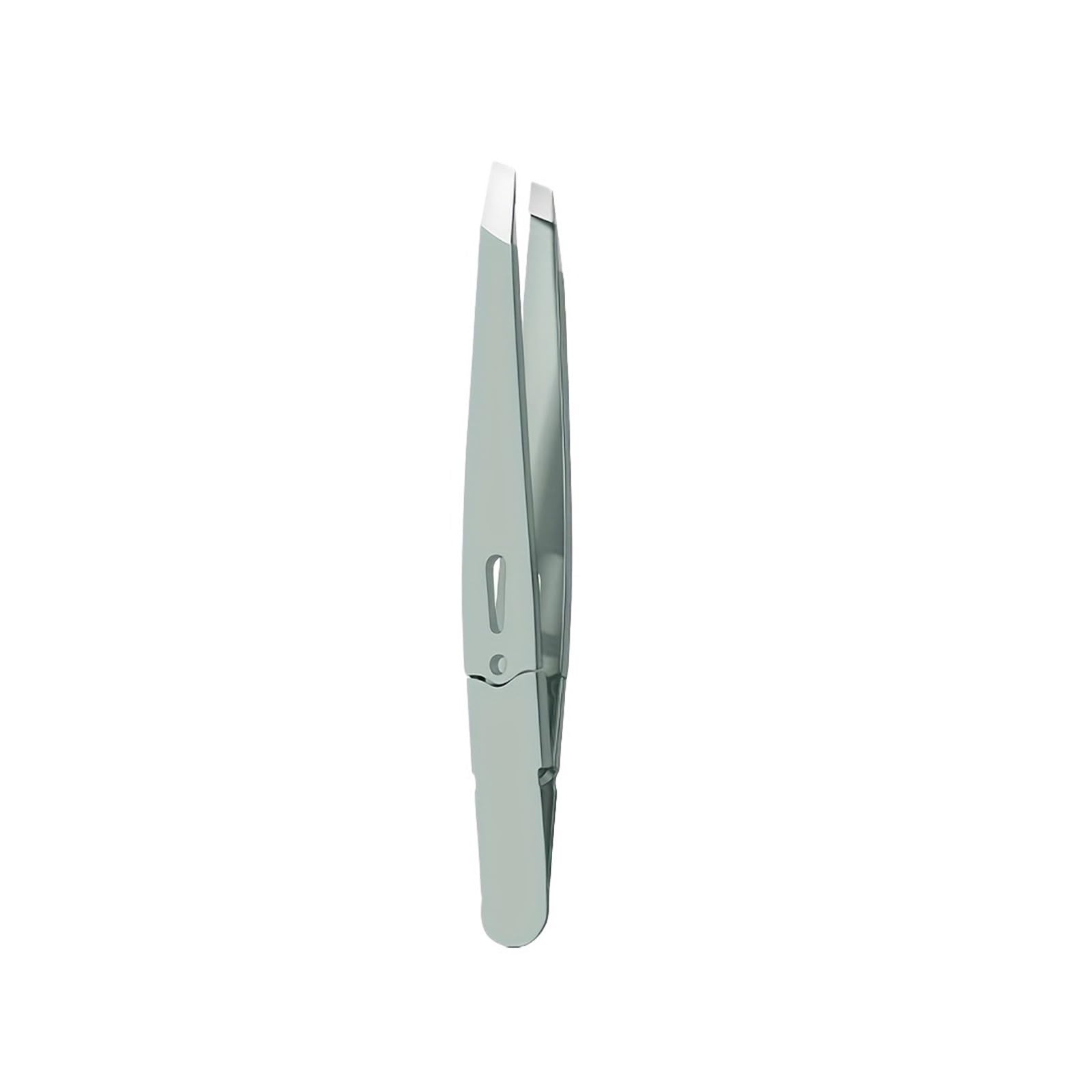 Zgxnyi Grey Eyebrow Tweezers Stainless Steel Eyebrow Tweezers Hollow Colored Multi-Purpose Slanted Mouth Beard Removal Clip(Grey)