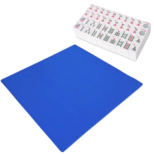 Set de fichas de Mahjong americano con tapete azul miniatura 1