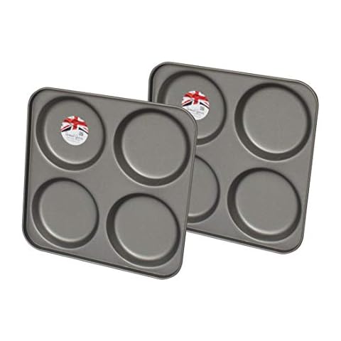 2X 4 Cup Yorkshire Pudding Tray Non-Stick, Made in England Cover