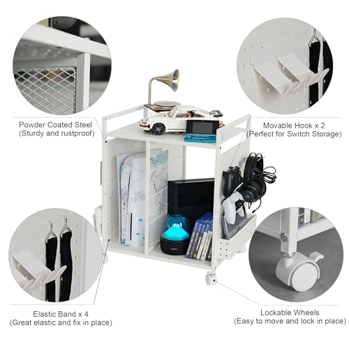 image for PLKOW Video Game Storage Rack, Game Storage Organizer for Consoles, Co