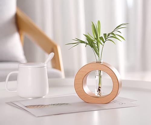 Tabletop Vase,Modern Boho Planter Propagation Vase,Indoor Plant Pots For Desk Decor,Yellow Wooden Flower Vase,Plant Gift,Plants Not Included #TOP3