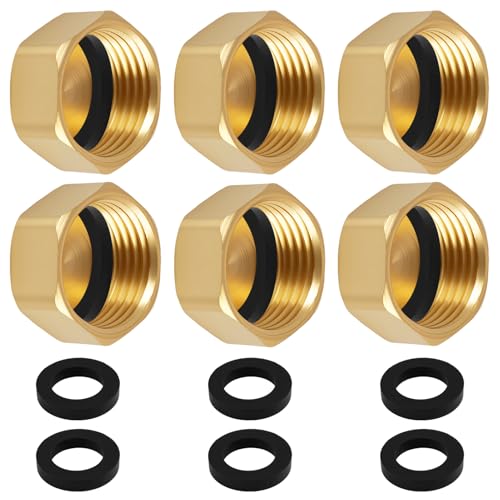 6 PCS Tapón Latón Rosca Interior G1/2'(Ø20 mm) con Rosca Hembra,Tapón Ciego 1/2, Tapón Ciego Grifo, Tapón Tubería Agua, Tapón Roscado 1/2, Racores De Tuberías, Tapones Ciegos Latón