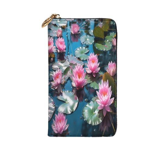 Lotus clusters Premium Leather Wallet with Metal Zipper, Multiple Card Slots Cash Pockets, ideal Gift for Her or Him2