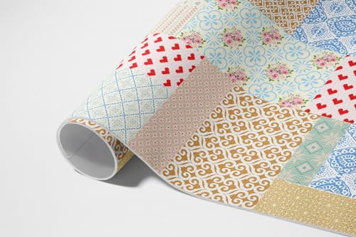 Tapis d'extérieur 140x210 cm rectangulaire en PVC patchwork pour terrasse - 6