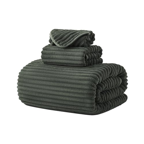 NALIVO 3 Pack Bath Towel Set, 40"x80" Oversized Bath Sheet, Olive Green