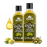 Ayumi Pure Olive Oil with Vitamin E & Fatty Acids | Cold Pressed Olive Oil for Frizzy Hair Treatment | Dry Skin Face Oil & Body Oil to Reduce Wrinkles | Food GradeOil to Aid Digestion | 300 ml