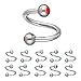 Treuheld® | Silberne Piercing SPIRALE mit 2 Kristallen - [109.] 1.6 x 6 mm (Kugeln: 4mm) - rot