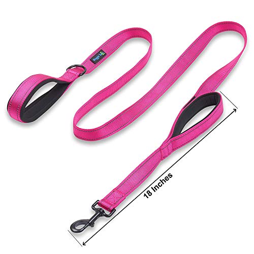Wagtime Club Soft &Thick Dual Handle Dog Leash, Premium Nylon Double Padded Handles For Medium, Large Or Xlarge Dog Classic Comfort (Reflective Lively Pink) #TOP4