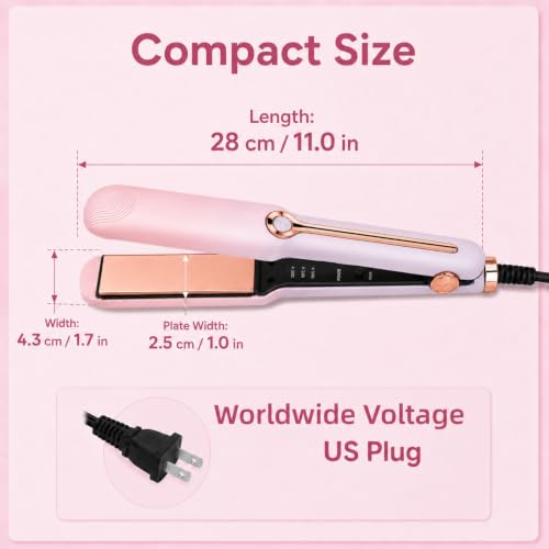 Plancha 2 en 1 para cabello rosa con placas cerámicas 1 pulg miniatura 3