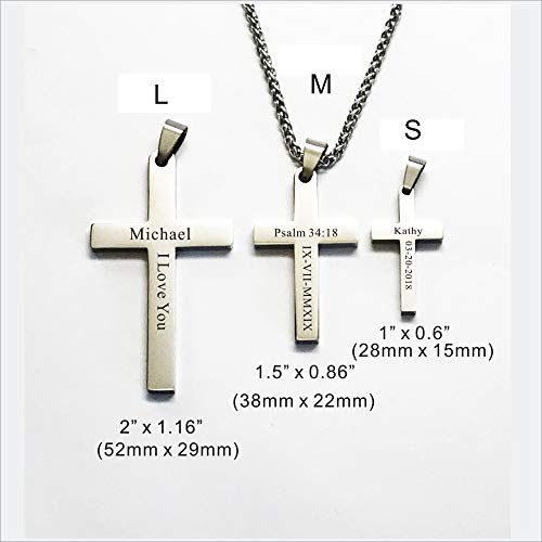 Personalized Engraved Stainless Steel Cross Necklace, Custom Men & Women's Religious Necklace - Gift for Him, Her2