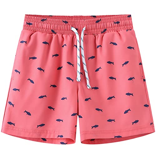 Hodosports Boys Swim Trunks Swimwear Toddler Bathing Suits Swim Short With Pockets Pink-Shark 8-10 #TOP8