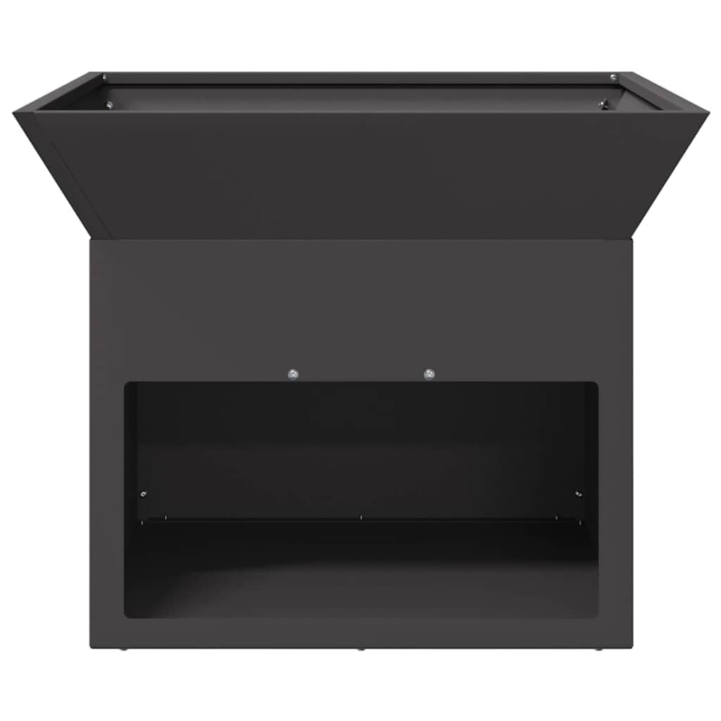 Feuerstelle Schwarz aus Stahl 50 x 50 x 40 cm für Terrasse und Garten, Outdoor Feuerstelle, Kamin Ofen, Schornstein, Heizkassette für Wärme und Deko im Außenbereich
