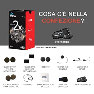 CARDO, interfono Mani libere Bluetooth Freecom 2X Duo, Nero