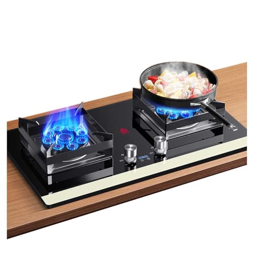 Fornello a gas con 2 fuochi, alta potenza 5,2 kW, timer bilaterale indipendente 180 minuti, compatibile con GPL e gas naturale, ideale per cucinare in casa