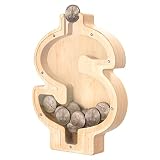 Icnice Wood Piggy Bank for Kids Boys Girls, Piggy Bank in The Shape of Dollar Sign, Personalized Woo