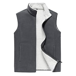 Panegy Heren Fleece Vest Volledige Zip Gilet Zip Up Sherpa Gevoerde Mouwloze Jas Met Zakken