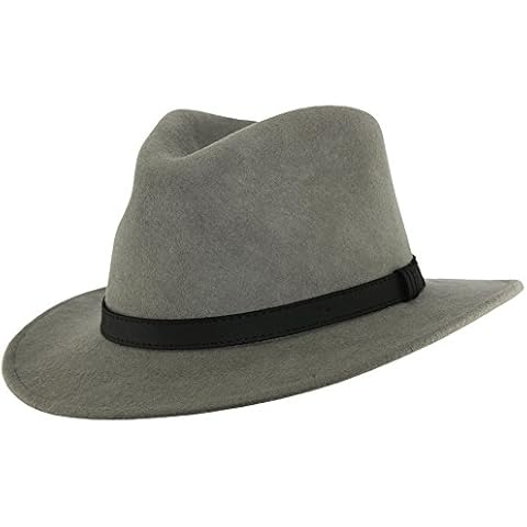 Crushable Wool Felt Fedora Hat with Leather Band Cover