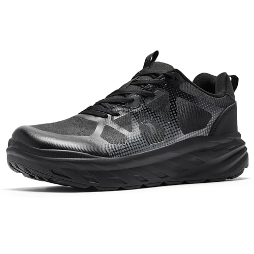 OrthoComfoot Comfortable Women's Wide Orthopedic Walking Shoes, Diabetic Arch Support Sneakers for Plantar Fasciitis, Heel Pain Relief Footwear for Flat Feet, Black, Size 6