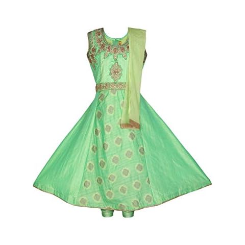Ashwini Girls Embroidery Tapeta Salwar Suit | Indian Ethnic Kids Wear | Embriodery SalwarSuit (Green, 6-7 Years) Cover