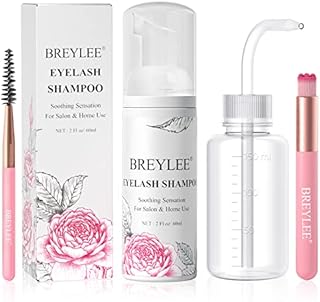 BREYLEE Lash Shampoo for Lash Extensions, 60ml+Rinse Bottle+Brushes, Eyelash Extension Cleanser, Lash Cleanser, Lash Wash, Lash Bath, Lash Cleaner, Paraben & Sulfate Free for Salon and Home Use