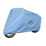 Louis Motorrad Abdeckhaube Sky, wasserdichte Motorrad Abdeckplane Outdoor, Atmungsaktive Motorradabdeckung, Mit Gummizug, Inklusive Transporttasche Kompatibel mit Kettenschloss, Blau, XL-XXL