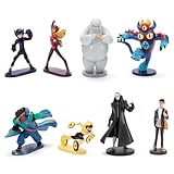 DISNEY STORE Official Big Hero 6 Figure Set - 8 Fully Sculpted Disney Figures Including Hiro, Baymax, GoGo, Honey Lemon, Wasabi, Fred, Tadashi & Yokai in a Double-Tiered Box with Scenic Backgrounds