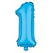 Produktbild Folienballon Zahl XXL Türkis 80cm Party Helium Luftballons Geburtstag Deko (Türkis-1)