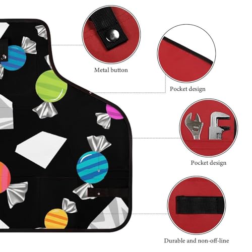 Delantal Negro con Bolsillos de Herramientas y Ajuste Cruzado miniatura 3