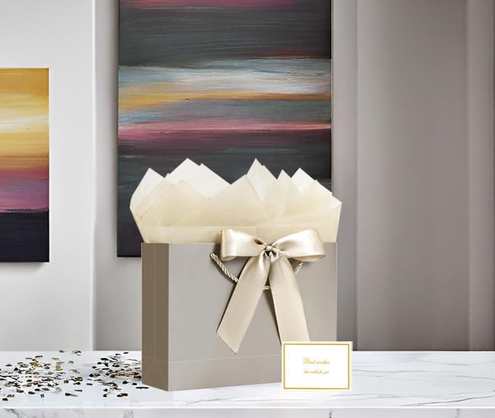 Miniatura 8 de JMANNI Bolsa de regalo, 1 bolsa de regalo grande con cinta y 1 tarjeta de felicitación, 2 papel de seda, bolsa de regalo de papel portátil con asas,