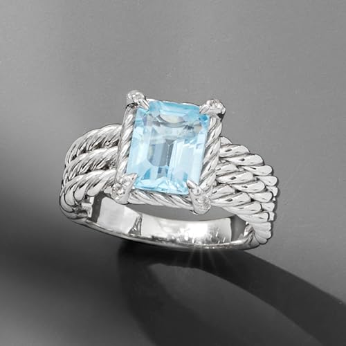 Ross-Simons 3.00 Carat Sky Blue Topaz Ring With White Topaz in Sterling Silver4