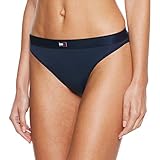 Gefütterter Zwickel Tommy Hilfiger Damen HIGH Leg Brazilian Tanga, Blau (Navy Blazer 416), One Size (Herstellergröße: SM)