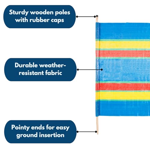Garden Mile Windschutz mit 8 Stangen, strapazierfähig, mehrfarbig, für Garten, Strand, Urlaub, Wohnwagen und Camping, Windschutz, hoch, 1,5 m, Windschutz, Sichtschutz – 462 cm x 150 cm