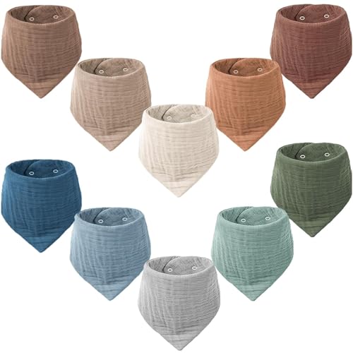 VOMARHUG Muslin Baby Dribble Bibs for Girls Boys 100% Cotton Bandana Bibs for Teething and Drooling 10 Pack