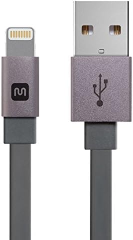 Monoprice Cabernet Series Apple MFi Certified Flat Lightning to USB Charge & Sync Cable, 3 Feet Gray for iPhone X, 8, 8 Plus, 7, 7 Plus, 6, 6 Plus, 5S