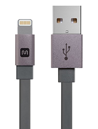 Monoprice Cabernet Series Apple Mfi Certified Flat Lightning To Usb Charge & Sync Cable, 3 Feet Gray For Iphone X, 8, 8 Plus, 7, 7 Plus, 6, 6 Plus, 5S #TOP3