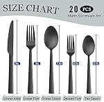 Herogo 20-Piece Matte Black Cutlery Set for 4, Stainless Steel Square Flatware Silverware Set, Tableware Eating Utensils Set Include Knife Spoon Fork, Satin Finish, Dishwasher Safe