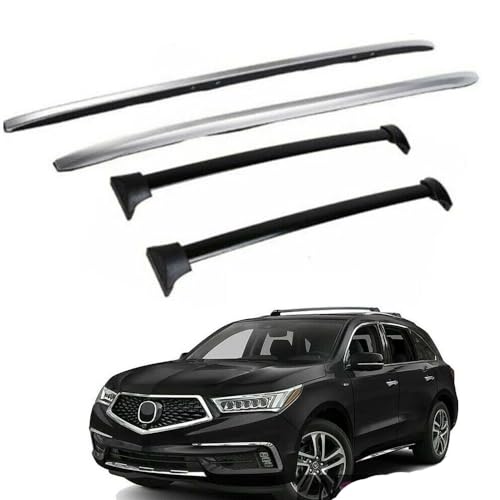 YHELI 4Pcs Fits for 2014-2021 Acura MDX Roof Side Rail Rack Cross Bars Crossbars Cargo, silver & black, nfbd38