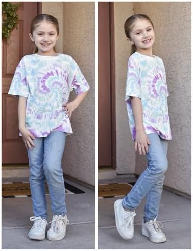 Arshiner Girls Shirts Size 10-12 Oversized Short Sleeve Summer Kids Tops Size 10-12 Casual Crewneck Soft Girls Tee Tops Tie Dye 11-12 Years — view 3