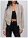 Verdusa Women's Cropped Bomber Jackets Casual Lightweight Jacket Zip Up Long Sleeve Coat Fall Jacket Apricot Medium