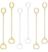 OLYCRAFT 3 Pairs Earplugs Earrings Holder 2.9~3.1 inch Anti Lost Ear Clips Pendant Brass Earring ...