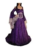 LY-VV Womens Plus Size Victorian Renaissance Medieval Costume Off Shoulder Floor Length Lolita Dress (Purple, 3XL)