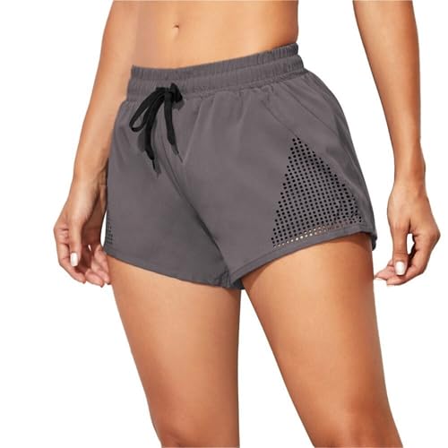 NFEKLFI Yoga Pantalones Cortos Pantalones Cortos de Yoga for Mujer, Pantalones Deportivos antivaciados, Ajustados, Informales, for Gimnasio, Cintura elástica, for Playa(Brown,S)