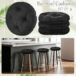 Marsui 4 Pieces Soft Stool Covers Round Bar Stool Cushions with Elastic Band Padded Seat Covers Nonslip Round Seat Cushions for Chairs Seat Slipcovers(12 Inch,Black) - Image 2