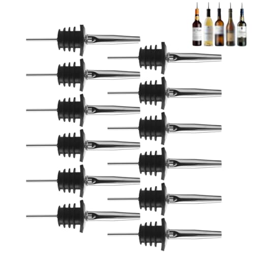 12 Piezas Vertedors para Botellas de Acero Inoxidable, Vertedors para Botellas Cónica Boquillas, Vertedore Botella, Anti Goteo Vertedor, Vertedor de Vino, para Bebidas Cócteles Aceite y Vino