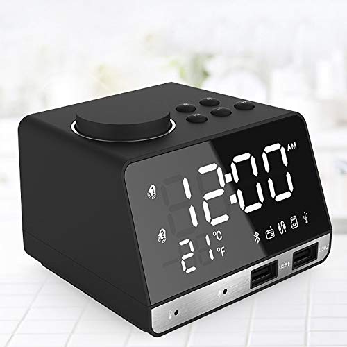 Reloj de la mesilla de alarma de radio Alarma K11 Bluetooth Reloj altavoz creativo de música digital de pantalla del reloj de radio con interfaz dual USB, tarjeta del disco de U / TF / FM / AUX, enchu