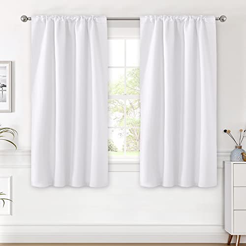 Image of H.VERSAILTEX White Curtains Thermal Insulated Window Treatment Panels Room Darkening Privacy Assured Drapes for Living Room Back Tab /Rod Pocket Bedroom Draperies, 42 x 54 Inch, 2 Panels
